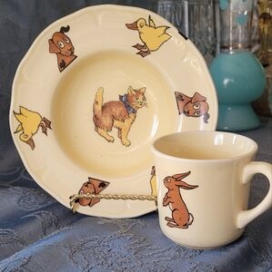 Child's cup and plate/bowl set